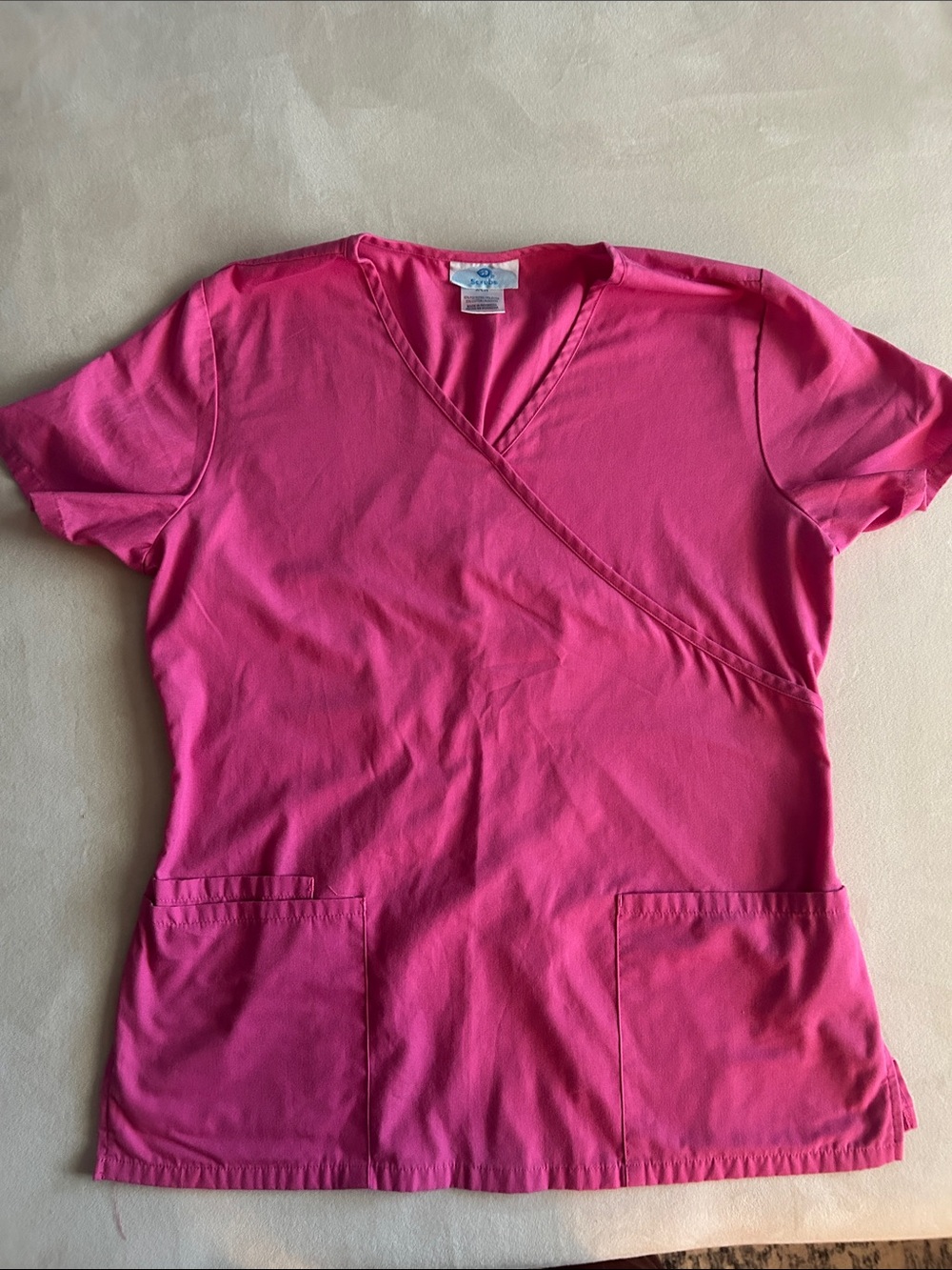 SB Scrubs Women's Hot Pink Wrap V-Neck Short Sleeve Scrub Top